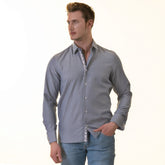 Grayish inside Floral Mens Slim Fit Designer French CuffShirt - tailored Cotton Shirts for Work and Casual Wear